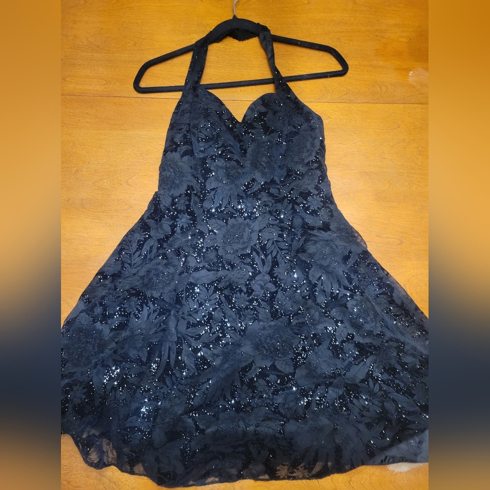 Vintage Black Velvet Halter Dress By Nite Kraze | Size 3/4 (EST:SMALL) 80's Era